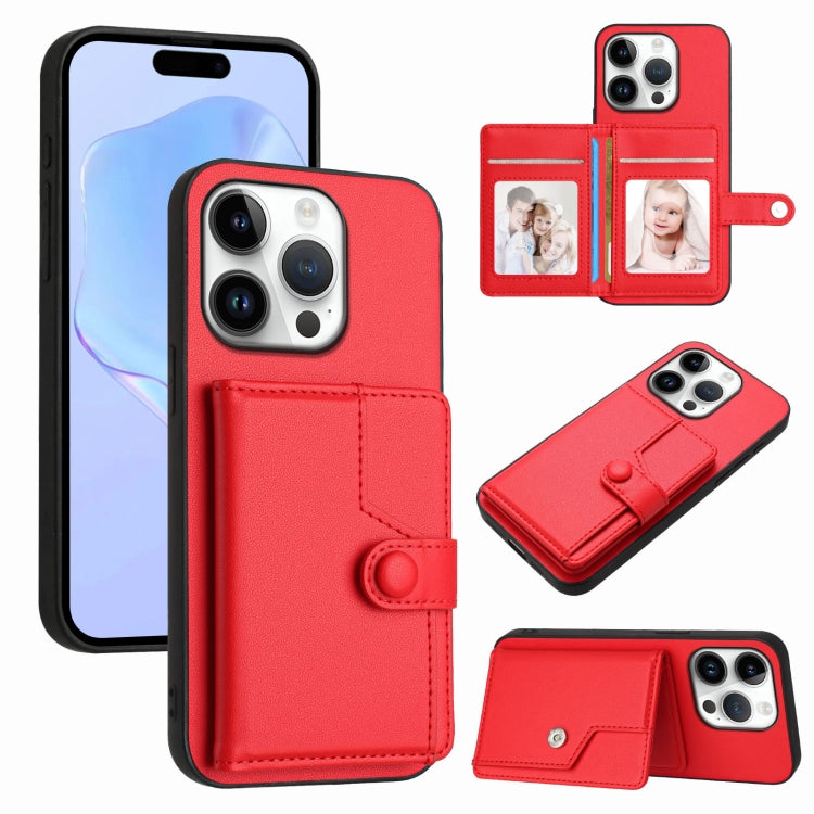 Button Card Bag RFID Anti-theft Phone Case, For iPhone 17 Pro Max, For iPhone 17 Pro, For iPhone 17, For iPhone Air, For iPhone 16 Pro Max, For iPhone 16 Pro, For iPhone 16 Plus, For iPhone 16