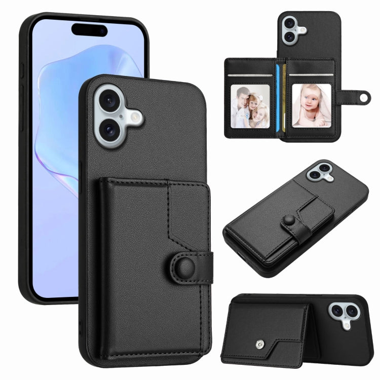 Button Card Bag RFID Anti-theft Phone Case, For iPhone 17 Pro Max, For iPhone 17 Pro, For iPhone 17, For iPhone Air, For iPhone 16 Pro Max, For iPhone 16 Pro, For iPhone 16 Plus, For iPhone 16