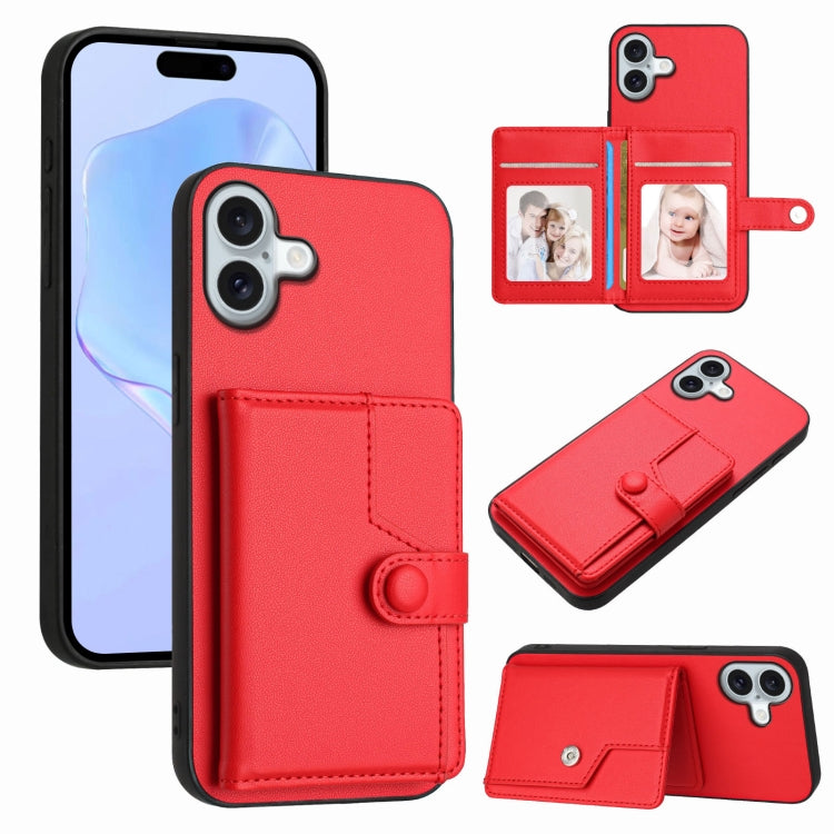 Button Card Bag RFID Anti-theft Phone Case, For iPhone 17 Pro Max, For iPhone 17 Pro, For iPhone 17, For iPhone Air, For iPhone 16 Pro Max, For iPhone 16 Pro, For iPhone 16 Plus, For iPhone 16