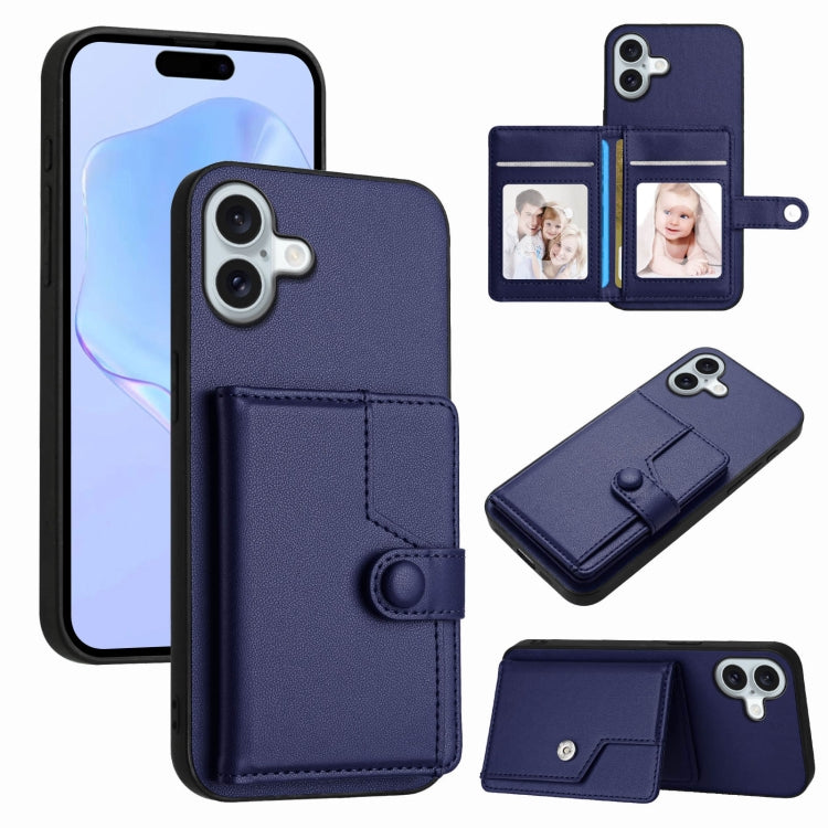 Button Card Bag RFID Anti-theft Phone Case, For iPhone 17 Pro Max, For iPhone 17 Pro, For iPhone 17, For iPhone Air, For iPhone 16 Pro Max, For iPhone 16 Pro, For iPhone 16 Plus, For iPhone 16
