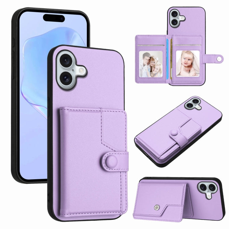 Button Card Bag RFID Anti-theft Phone Case, For iPhone 17 Pro Max, For iPhone 17 Pro, For iPhone 17, For iPhone Air, For iPhone 16 Pro Max, For iPhone 16 Pro, For iPhone 16 Plus, For iPhone 16