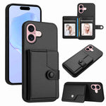 Button Card Bag RFID Anti-theft Phone Case, For iPhone 17 Pro Max, For iPhone 17 Pro, For iPhone 17, For iPhone Air, For iPhone 16 Pro Max, For iPhone 16 Pro, For iPhone 16 Plus, For iPhone 16