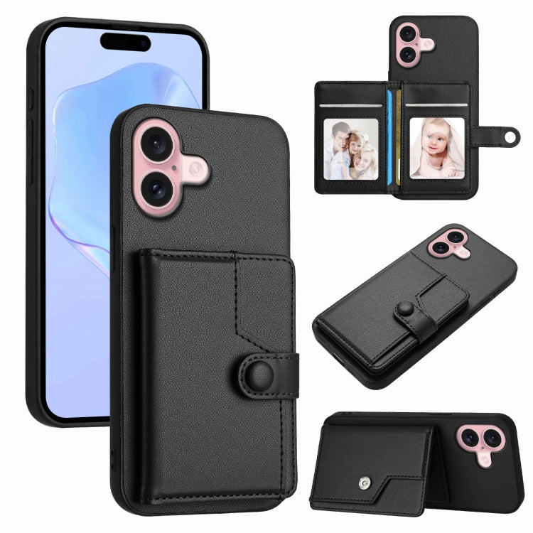 Button Card Bag RFID Anti-theft Phone Case, For iPhone 17 Pro Max, For iPhone 17 Pro, For iPhone 17, For iPhone Air, For iPhone 16 Pro Max, For iPhone 16 Pro, For iPhone 16 Plus, For iPhone 16