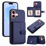 Button Card Bag RFID Anti-theft Phone Case, For iPhone 17 Pro Max, For iPhone 17 Pro, For iPhone 17, For iPhone Air, For iPhone 16 Pro Max, For iPhone 16 Pro, For iPhone 16 Plus, For iPhone 16