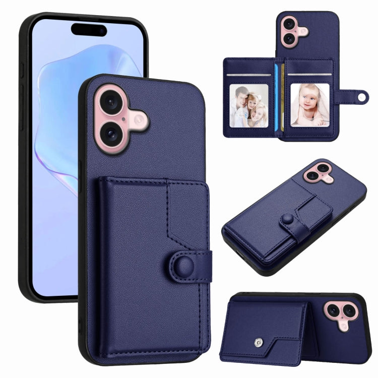 Button Card Bag RFID Anti-theft Phone Case, For iPhone 17 Pro Max, For iPhone 17 Pro, For iPhone 17, For iPhone Air, For iPhone 16 Pro Max, For iPhone 16 Pro, For iPhone 16 Plus, For iPhone 16