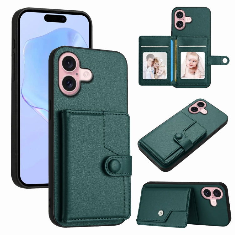 Button Card Bag RFID Anti-theft Phone Case, For iPhone 17 Pro Max, For iPhone 17 Pro, For iPhone 17, For iPhone Air, For iPhone 16 Pro Max, For iPhone 16 Pro, For iPhone 16 Plus, For iPhone 16