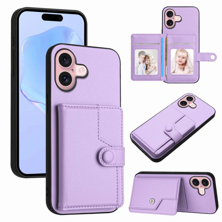 Button Card Bag RFID Anti-theft Phone Case, For iPhone 17 Pro Max, For iPhone 17 Pro, For iPhone 17, For iPhone Air, For iPhone 16 Pro Max, For iPhone 16 Pro, For iPhone 16 Plus, For iPhone 16