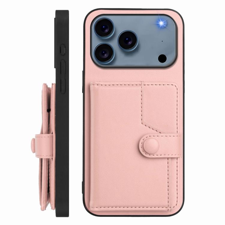 Button Card Bag RFID Anti-theft Phone Case, For iPhone 17 Pro Max, For iPhone 17 Pro, For iPhone 17, For iPhone Air, For iPhone 16 Pro Max, For iPhone 16 Pro, For iPhone 16 Plus, For iPhone 16