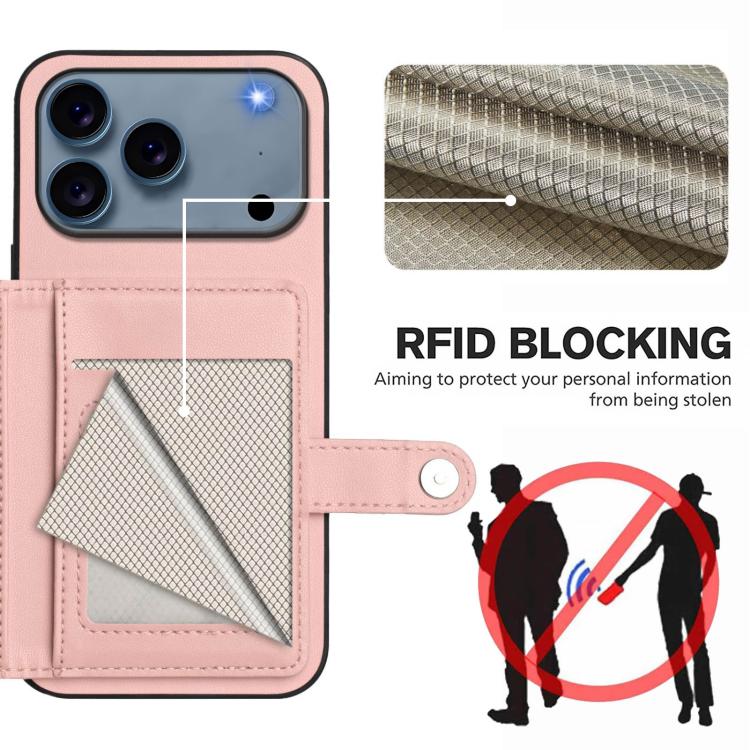 Button Card Bag RFID Anti-theft Phone Case, For iPhone 17 Pro Max, For iPhone 17 Pro, For iPhone 17, For iPhone Air, For iPhone 16 Pro Max, For iPhone 16 Pro, For iPhone 16 Plus, For iPhone 16