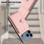 Button Card Bag RFID Anti-theft Phone Case, For iPhone 17 Pro Max, For iPhone 17 Pro, For iPhone 17, For iPhone Air, For iPhone 16 Pro Max, For iPhone 16 Pro, For iPhone 16 Plus, For iPhone 16