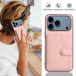Button Card Bag RFID Anti-theft Phone Case, For iPhone 17 Pro Max, For iPhone 17 Pro, For iPhone 17, For iPhone Air, For iPhone 16 Pro Max, For iPhone 16 Pro, For iPhone 16 Plus, For iPhone 16