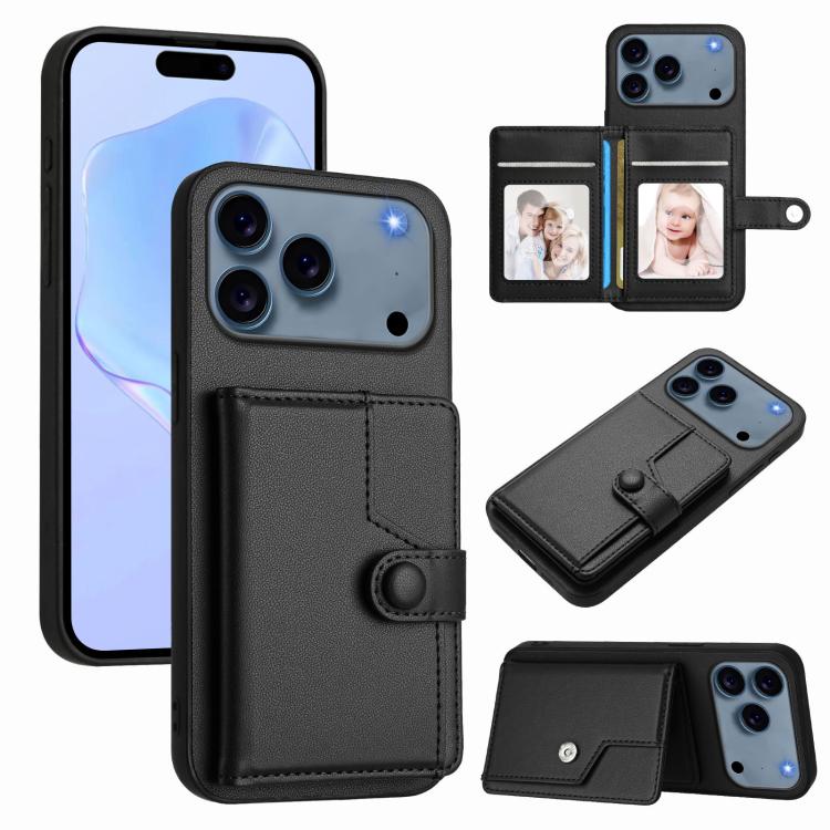 Button Card Bag RFID Anti-theft Phone Case, For iPhone 17 Pro Max, For iPhone 17 Pro, For iPhone 17, For iPhone Air, For iPhone 16 Pro Max, For iPhone 16 Pro, For iPhone 16 Plus, For iPhone 16