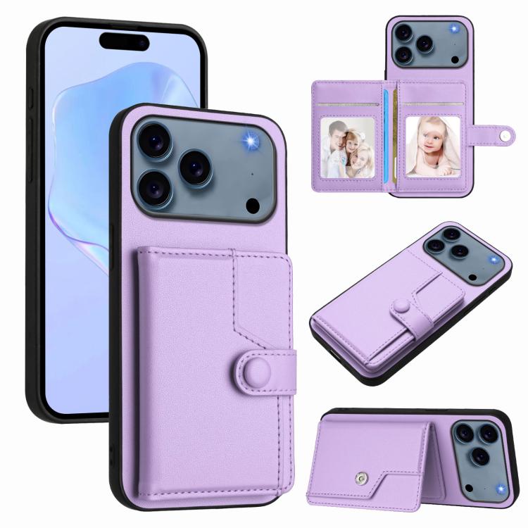 Button Card Bag RFID Anti-theft Phone Case, For iPhone 17 Pro Max, For iPhone 17 Pro, For iPhone 17, For iPhone Air, For iPhone 16 Pro Max, For iPhone 16 Pro, For iPhone 16 Plus, For iPhone 16