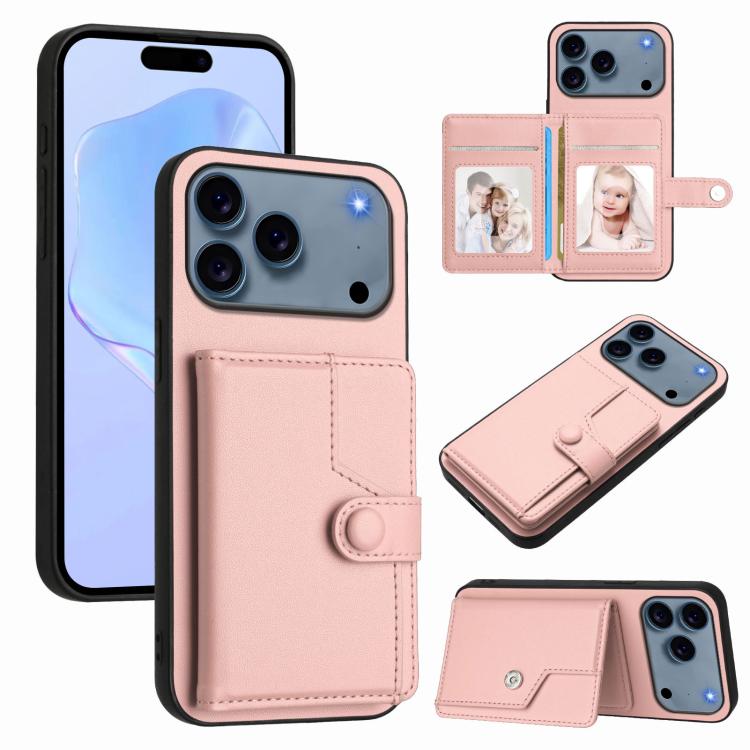 Button Card Bag RFID Anti-theft Phone Case, For iPhone 17 Pro Max, For iPhone 17 Pro, For iPhone 17, For iPhone Air, For iPhone 16 Pro Max, For iPhone 16 Pro, For iPhone 16 Plus, For iPhone 16