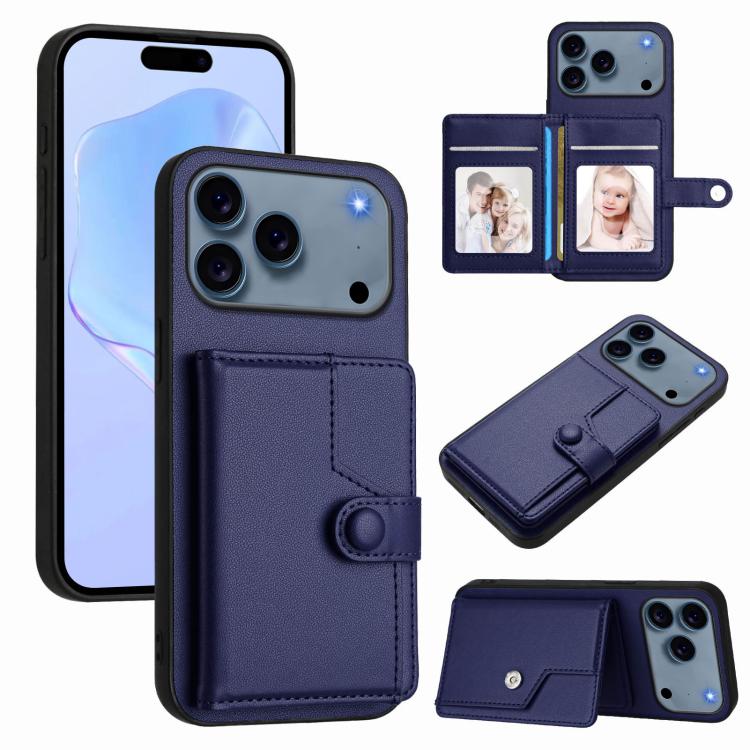 Button Card Bag RFID Anti-theft Phone Case, For iPhone 17 Pro Max, For iPhone 17 Pro, For iPhone 17, For iPhone Air, For iPhone 16 Pro Max, For iPhone 16 Pro, For iPhone 16 Plus, For iPhone 16