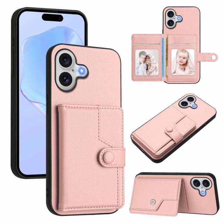 Button Card Bag RFID Anti-theft Phone Case, For iPhone 17 Pro Max, For iPhone 17 Pro, For iPhone 17, For iPhone Air, For iPhone 16 Pro Max, For iPhone 16 Pro, For iPhone 16 Plus, For iPhone 16