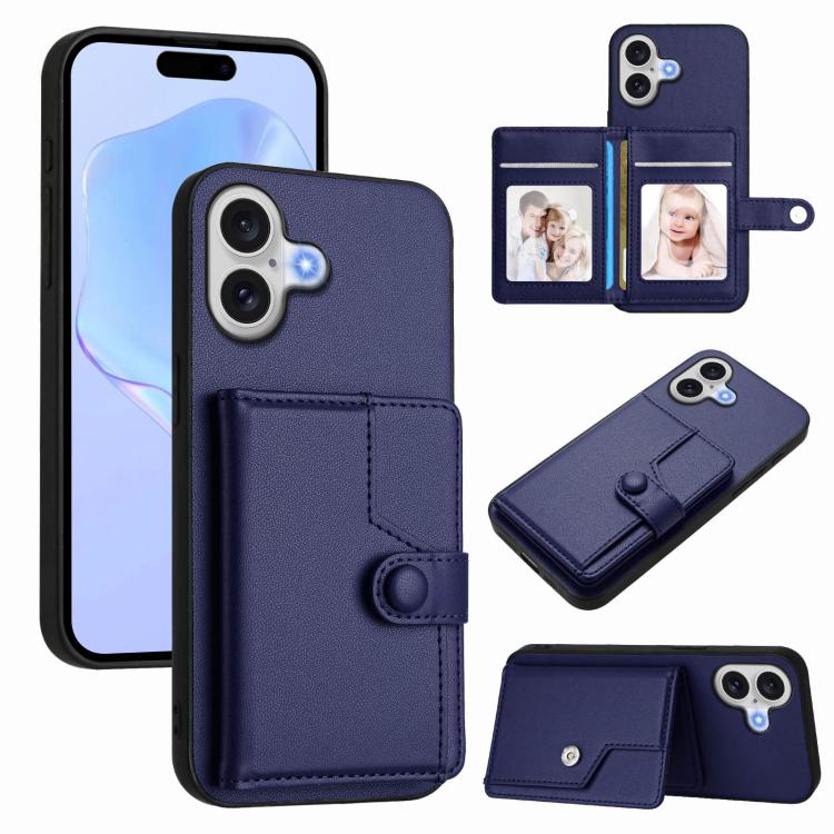 Button Card Bag RFID Anti-theft Phone Case, For iPhone 17 Pro Max, For iPhone 17 Pro, For iPhone 17, For iPhone Air, For iPhone 16 Pro Max, For iPhone 16 Pro, For iPhone 16 Plus, For iPhone 16