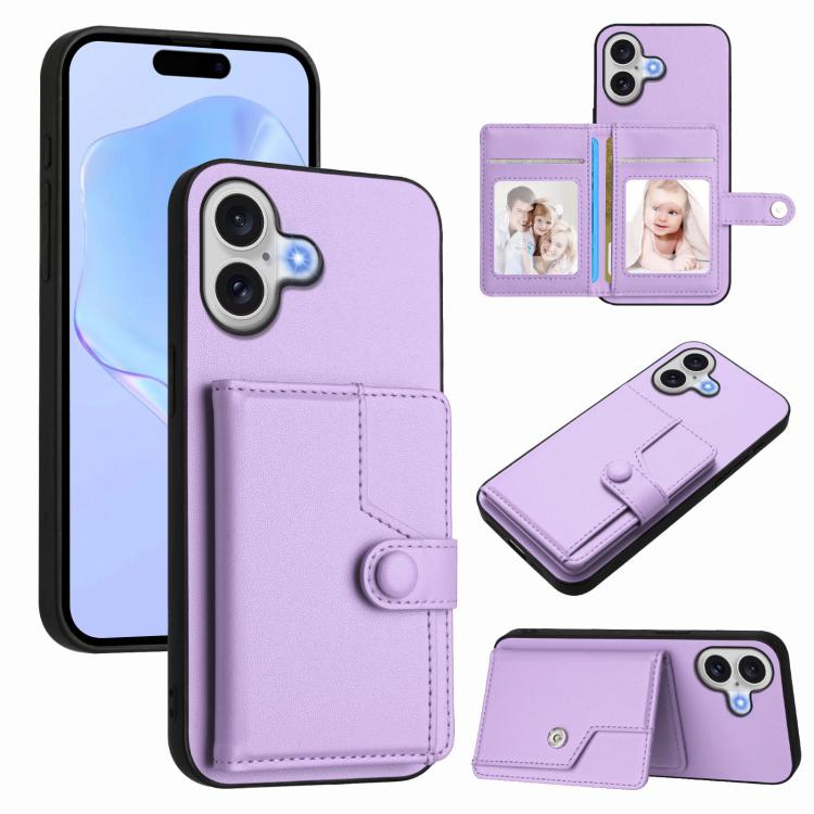 Button Card Bag RFID Anti-theft Phone Case, For iPhone 17 Pro Max, For iPhone 17 Pro, For iPhone 17, For iPhone Air, For iPhone 16 Pro Max, For iPhone 16 Pro, For iPhone 16 Plus, For iPhone 16