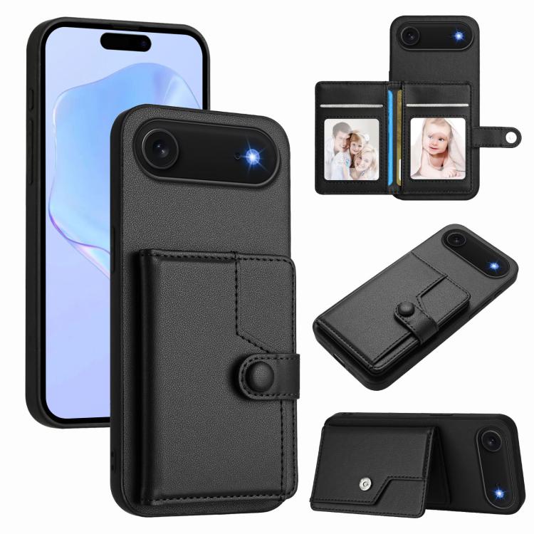 Button Card Bag RFID Anti-theft Phone Case, For iPhone 17 Pro Max, For iPhone 17 Pro, For iPhone 17, For iPhone Air, For iPhone 16 Pro Max, For iPhone 16 Pro, For iPhone 16 Plus, For iPhone 16