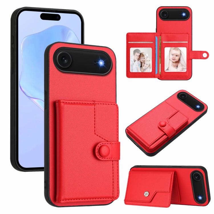 Button Card Bag RFID Anti-theft Phone Case, For iPhone 17 Pro Max, For iPhone 17 Pro, For iPhone 17, For iPhone Air, For iPhone 16 Pro Max, For iPhone 16 Pro, For iPhone 16 Plus, For iPhone 16