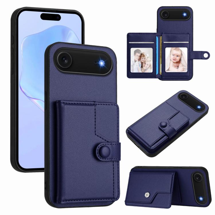 Button Card Bag RFID Anti-theft Phone Case, For iPhone 17 Pro Max, For iPhone 17 Pro, For iPhone 17, For iPhone Air, For iPhone 16 Pro Max, For iPhone 16 Pro, For iPhone 16 Plus, For iPhone 16