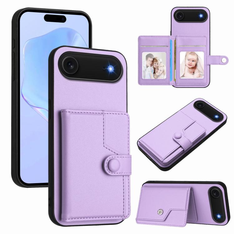 Button Card Bag RFID Anti-theft Phone Case, For iPhone 17 Pro Max, For iPhone 17 Pro, For iPhone 17, For iPhone Air, For iPhone 16 Pro Max, For iPhone 16 Pro, For iPhone 16 Plus, For iPhone 16