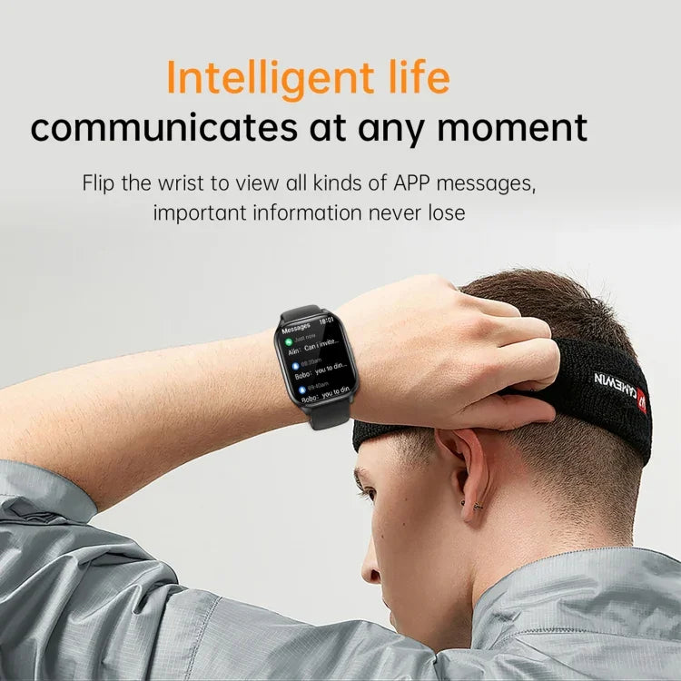 KT73S 1.85 inch Square Screen BT Call Smart Watch, Heart Rate / Blood Pressure / Blood Oxygen / Female Health / Sleep Monitoring