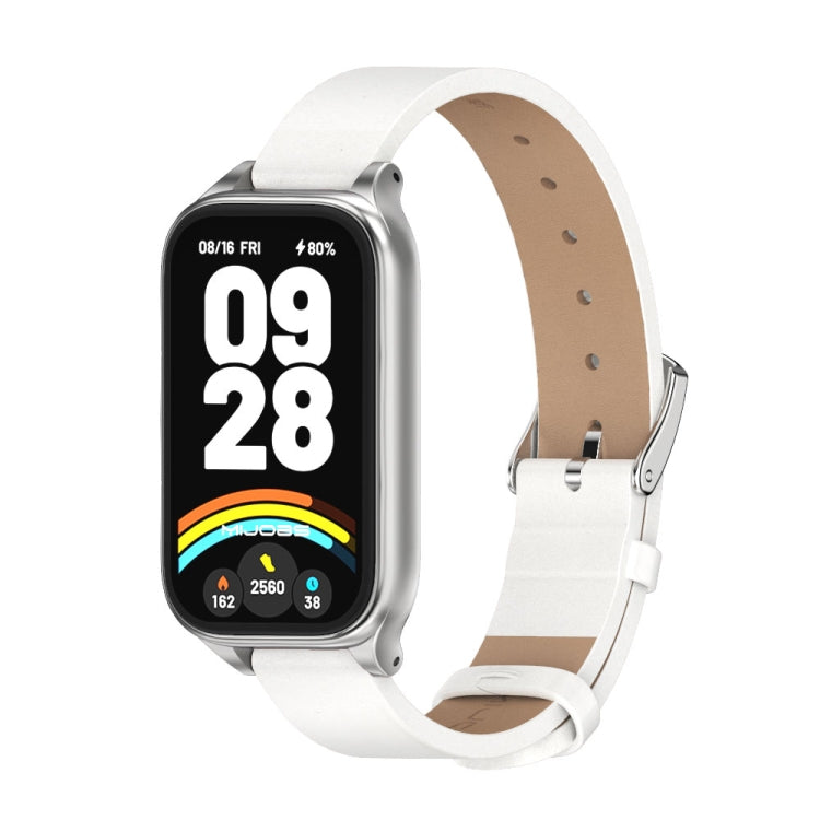 Mijobs Metal Shell Microfiber PU Leather Watch Band, For Xiaomi Smart Band 9 Active / Redmi Band 3