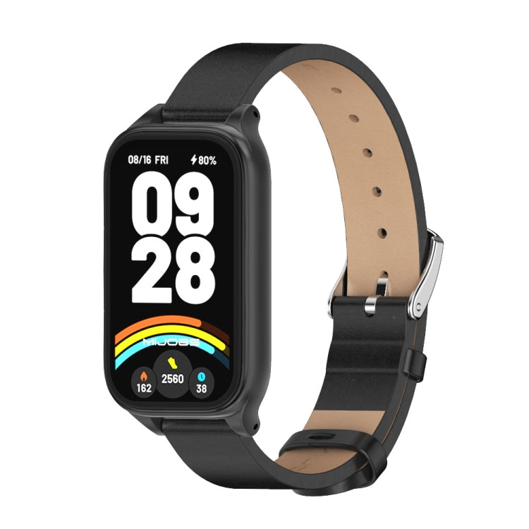 Mijobs Metal Shell Microfiber PU Leather Watch Band, For Xiaomi Smart Band 9 Active / Redmi Band 3