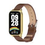 Mijobs Metal Shell Microfiber PU Leather Watch Band, For Xiaomi Smart Band 9 Active / Redmi Band 3