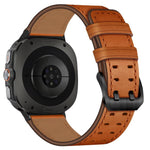 Double Buckle Genuine Leather Watch Band, For Samsung Galaxy Watch Ultra / Ultra 2025, For Samsung Galaxy Watch8 / Watch8 Classic