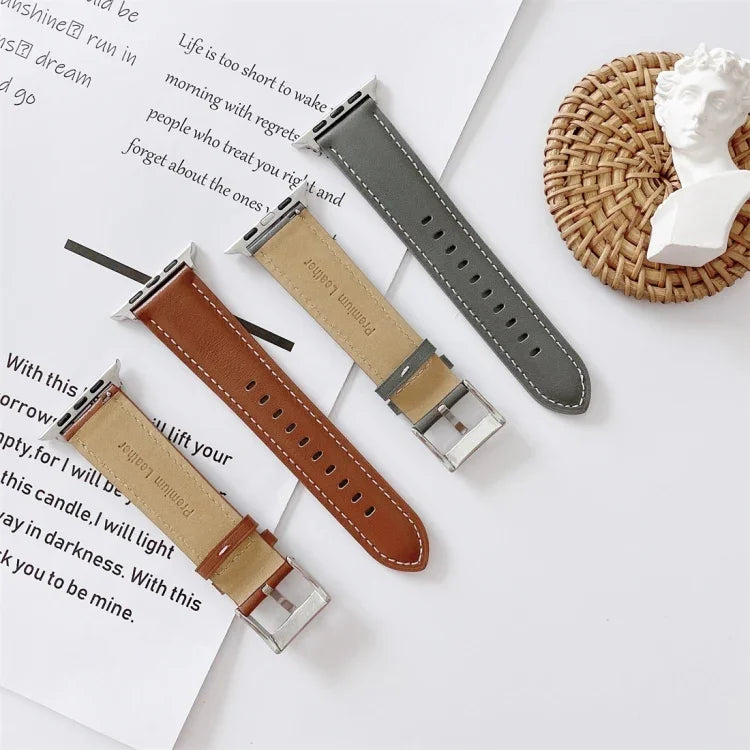 V Tail Style Stitching Leather Watch Wrist Strap, For Apple Watch 5 & 4 44mm / 3 & 2 & 1 42mm, For Apple Watch Series 8&7 41mm / SE 2&6&SE&5&4 40mm / 3&2&1 38mm, For Apple Watch Series 7 41mm / 6 & SE & 5 & 4 40mm / 3 & 2 & 1 38mm