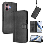 Line Splicing Buckle Retro Leather Phone Case, For iPhone 16 Pro, For iPhone 16 Plus, For iPhone 16, For iPhone 15 Pro Max, For iPhone 15 Pro, For iPhone 15 Plus