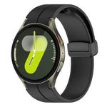 xDfind Fold Magnetic Black Buckle Silicone Watch Band, For Samsung Galaxy Watch7 / FE / 6 / 5 / 4