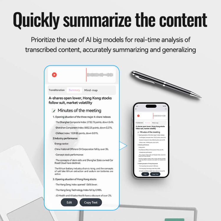 JNN Q90A Smart AI Voice Recording Pen Support APP Control, 8GB, 16GB, 32GB, 64GB, 128GB
