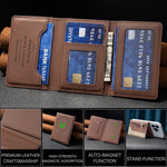 Zipper Leather Horizontal Magnetic Wallet Card Bag Case