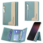 Zipper Leather Horizontal Magnetic Wallet Card Bag Case