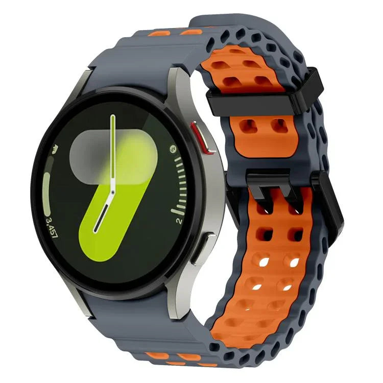 Ocean Dual-Row Hole Two Color Silicone Watch Band, For Samsung Galaxy Watch 7 40 / 44mm