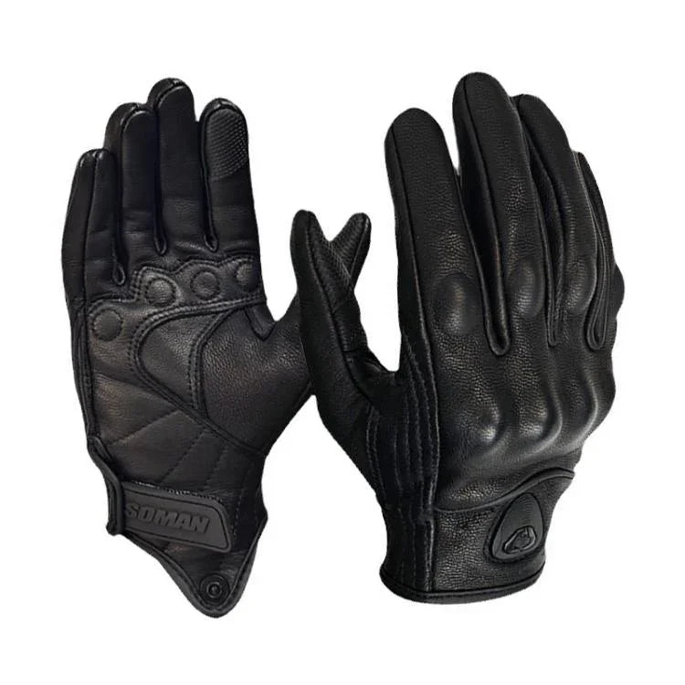 SOMAN MG-24 Motorcycle Sheepskin Gloves Touch Screen Off-road Riding Retro Gloves, M, L, XL, XXL
