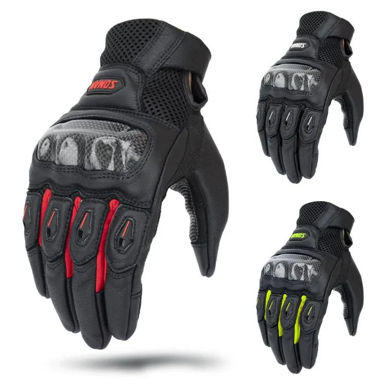 SOMAN  MG21 Motorcycle Sheepskin Carbon Fiber Gloves Off-road Riding Anti-slip Gloves, M, L, XL, XXL