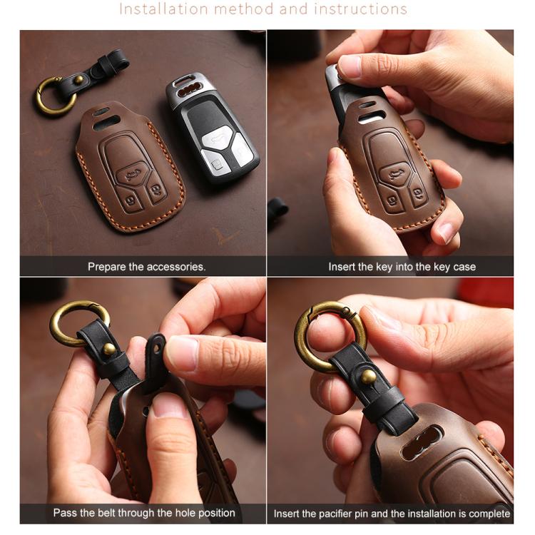 For Mazda Axela Hallmo B023 Crazy Horse Cowhide Car Key Protection Cover, For Mazda Axela