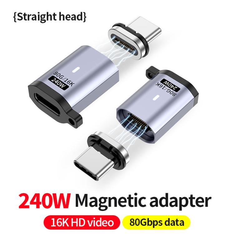 Type-C Male to Female PD240W 80Gbps 60K Magnetic Suction Adapter, Straight Head, Elbow Head, Side Elbow