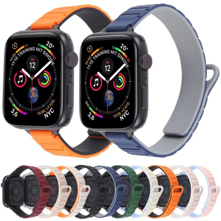 Slim I-shaped Magnetic Silicone Watch Band, For Apple Watch 46mm / 49mm / 45mm / 44mm, For Apple Watch 42mm / 41mm / 40mm / 38mm