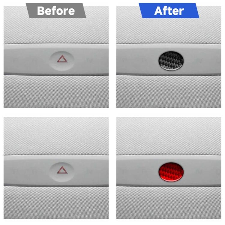 For Tesla Model 3 2023- Carbon Fiber Car Emergency Light Button Decorative Sticker, For Tesla Model 3 2023- Car Emergency Light Button