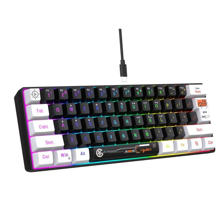 HXSJ V700WB Wired RGB Backlit Membrane Keyboard 61 Key Caps, Cable Length: 1.7m, V700WB