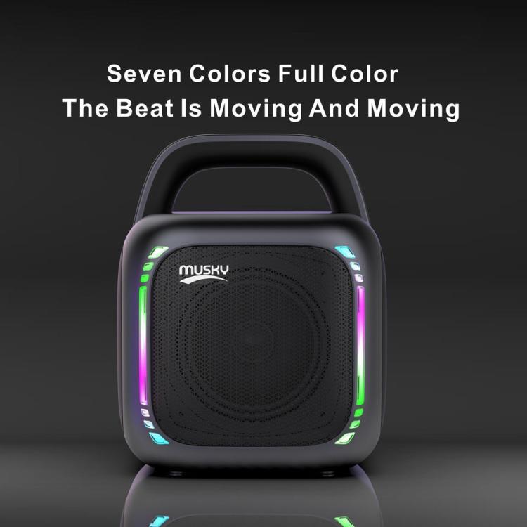 MS6K Portable RGB Dazzling Bluetooth Speaker Outdoor Karaoke Subwoofer, No Mic, Dual Mic