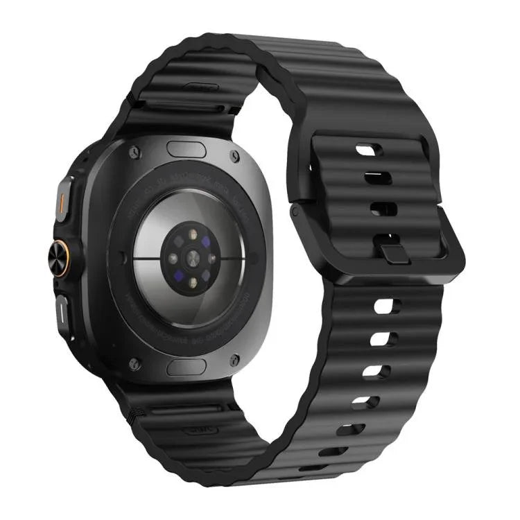 For Samsung Galaxy Watch8 Classic 46mm / Watch8 44mm / 40mm xDfind Wavy Grain Stitched Silicone Watch Band, L