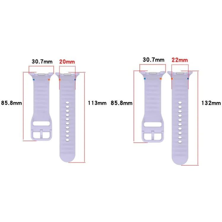 For Samsung Galaxy Watch8 Classic 46mm / Watch8 44mm / 40mm xDfind Wavy Grain Stitched Silicone Watch Band, L