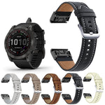 xDfind Silver Buckle Leather Quick Release Watch Band, For Garmin Fenix 7 / 7X / 6X 26mm, For Garmin Fenix 7 / 7X / 6X 22mm