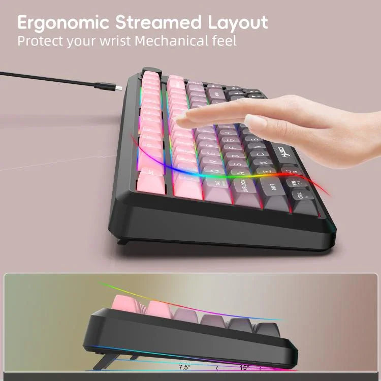 HXSJ L400 Three-mode Wireless RGB Light Thin Film 81 Keys Keyboard